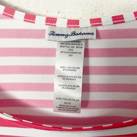 Tommy Bahama Breaker Bay Stripe Flounce Coral Coast Dress Size XS (Fits large) - Picture 8 of 10